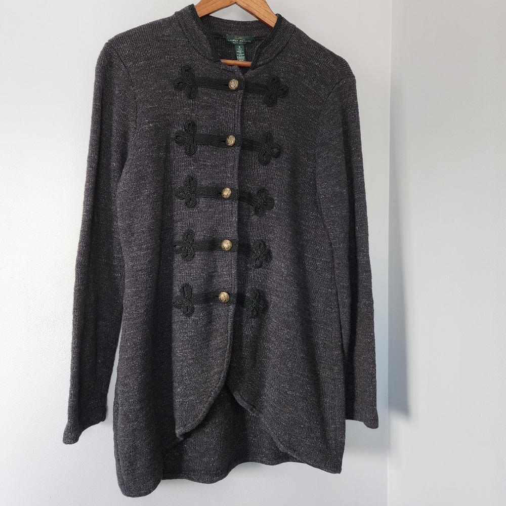 Lauren Ralph Lauren Military Style Sweater Jacket Gold Buttons - Picture 13 of 13